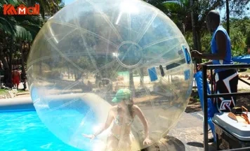 use inflatable zorb ball for match